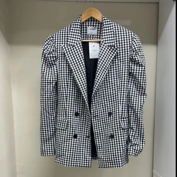 Bershka Voluminous blazer with gingham print - Picture 2 of 8